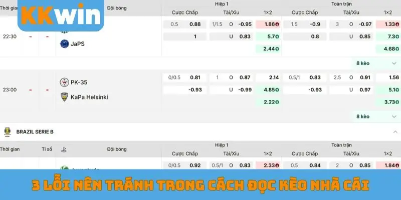 3 lỗi nên tránh trong cách đọc kèo nhà cái